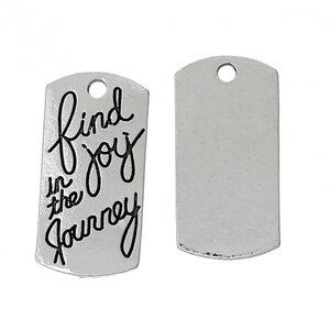 Riipus "Find joy in the Journey" 20 x 10 mm antiikkihopea, 5 kpl