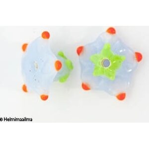 Lamppuhelmi kukka 16x17 mm, vaaleansininen + oranssit terälehtien päät, 1 kpl