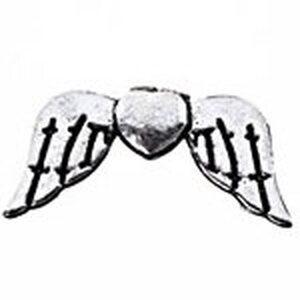 Metallihelmi enkelinsiipi sydämellä antiikkihopea 22.50 x 11 mm, 10 kpl