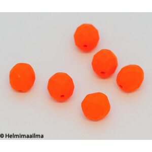 Tsekkiläinen lasihelmi särmikäs 8 mm neonoranssi, 20 kpl