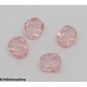 Tsekkiläinen lasihelmi särmikäs 6 mm vaaleanpunainen, 20 kpl