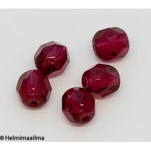 Tsekkiläinen lasihelmi särmikäs 6 mm tumma fuksia, 20 kpl
