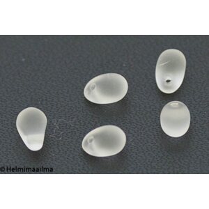 Tsekkiläinen lasihelmi matta kirkas 6 x 4 mm pyöreä pisara, reikä ylhäällä, 40 kpl