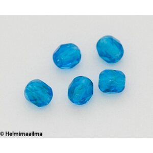 Tsekkiläinen lasihelmi särmikäs 4 mm tumma turkoosi, 10 grammaa