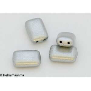 Tsekkiläinen lasihelmi 2-reikäinen tyyny 12 x 8 x 5 mm hopeanvärinen, 10 kpl