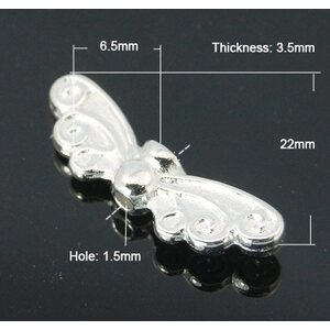 Metallihelmi enkelinsiipi hopeanvärinen 22 x 6,5 mm, 10 kpl