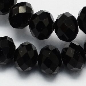 Lasihelmi fasetti abakus musta n. 12 x 8 mm, 10 kpl