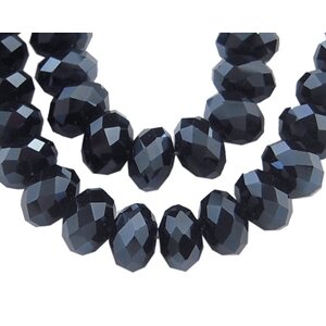 Lasihelmi fasetti abakus musta AB-päällystetty n. 12 x 8 mm, 10 kpl