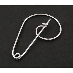 Koruneula / rintaneula kiekura 47 x 30 mm platinanvärinen, 1 kpl