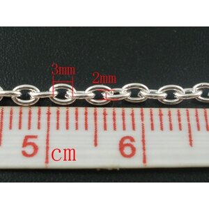 Kaapeliketju 3 x 2 mm hopeanvärinen, 1 metri