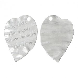 Riipus "Fly with the angels dance amongst the stars" hopeanvärinen 47 x 33 mm, 1 kpl