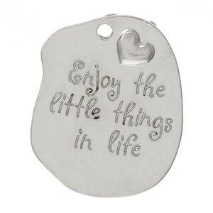 Riipus "Enjoy the little things in life" 33 x 27 mm hopeanvärinen, 1 kpl