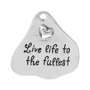 Riipus "Live life to the fullest" 31 x 30 mm antiikkihopea, 1 kpl