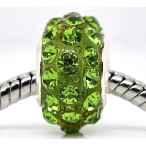 Pandora shamballahelmi musta + limenvihreät kristallit 15 x 9 mm, 1 kpl