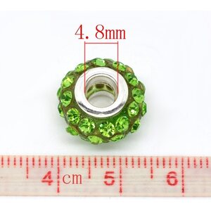 Pandora shamballahelmi musta + limenvihreät kristallit 15 x 9 mm, 1 kpl