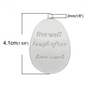 II-LAATU! Riipus "live well, laugh often, love much" 41 x 28 mm hopeanvärinen, 1 kpl