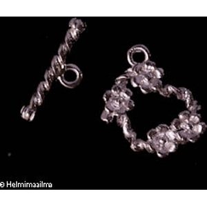 Salpalukko kukka, rengas 13 mm, salpa 16 mm, 925 sterlinghopeaa, 1 pari