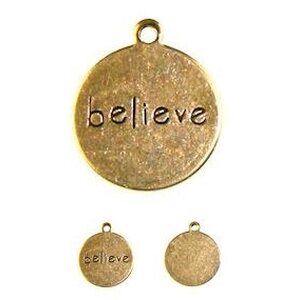 Trinity Brass Riipus pyöreä "believe" 13 mm antiikkikulta, 1 kpl