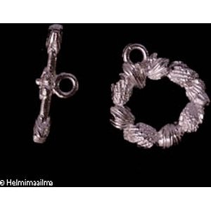 Salpalukko "lehtiä", rengas 13 mm, salpa 16 mm, 925 sterlinghopeaa, 1 pari