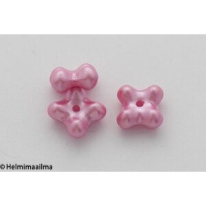 Estrela tsekkiläinen 4-apila helmiäislasihelmi 7 x 4 mm, vaaleanpunainen, 10 kpl