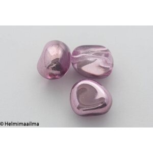 Estrela Lasihelmi nugetti vaaleanpunainen + vaaleanpunainen kiiltäväpintainen päällyste, 15x13x10 mm, 1 kpl