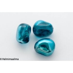 Estrela Lasihelmi nugetti turkoosi + turkoosi kiiltäväpintainen päällyste, 15x13x10 mm, 1 kpl