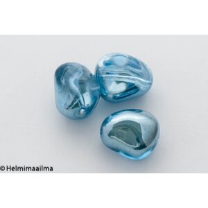 Estrela Lasihelmi nugetti vaaleansininen + vaaleansininen kiiltäväpintainen päällyste, 15x13x10 mm, 1 kpl