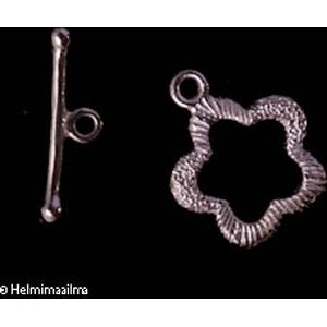 Salpalukko kukka, rengas 14 mm, salpa 17 mm, 925 sterlinghopeaa, 1 pari