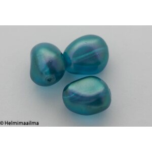 Estrela lasihelmi nugetti läpinäkyvä hohtavapintainen tumma turkoosi, 15x13x10 mm, 1 pc