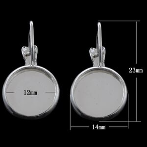 Täytettävä korvakorupohja hopeanvärinen 23 x 14 mm, pohja 12mm, 2 paria (4kpl)