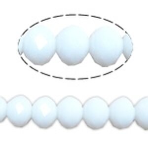 Lasihelmi fasetti abakus opaali valkoinen 4 x 3 mm, 10 kpl