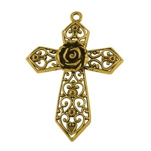 Riipus risti filigree antiikkikullan värinen 92 x 67 mm, 1 kpl