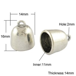 Nauhanpää puolipyöreä 16 x 14 x 14 mm antiikkihopea, 2 kpl