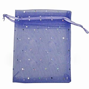 Organzapussi violetti hopeanvärisillä paljeteilla 10 X 12 cm, 1 kpl