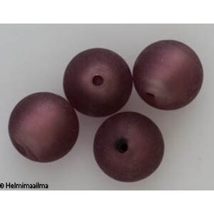 Hopeafoliohelmi huurrettu tumma ametisti pyöreä 14 mm, 1 kpl