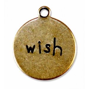 Trinity Brass riipus pyöreä "wish" 13 mm antiikkikulta, 1 kpl