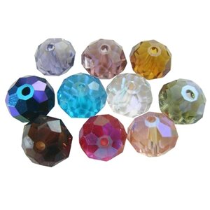 Lasihelmi fasetti abakus Musta 8 x 6 mm, 10 kpl