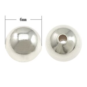 Metallihelmi hopeanvärinen pallo 6 mm, 5 kpl