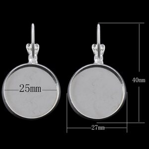 Täytettävä korvakorupohja hopeanvärinen 40 x 27 mm, 2 paria (4kpl) (sisämitta 25mm)