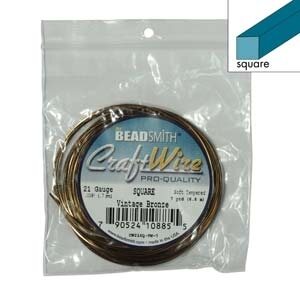 CraftWire neliölanka tummumaton antiikkipronssi 0,7 mm (21 GA), 6,6 m