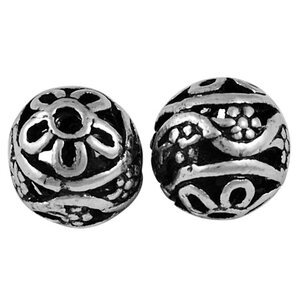 Metallihelmi filigree pallo 14 mm hopeanvärinen, 2 kpl