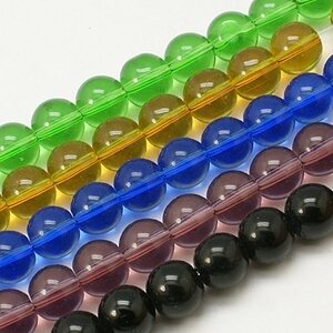 Lasihelmi pyöreä 10 mm SEKOITUSPUSSI, vastaa noin 2 nauhaa