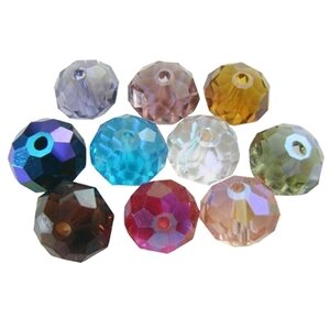 Lasihelmi fasetti abakus sinivihreä 8 x 6 mm, 10 kpl