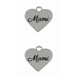 Riipus sydän "Mami" hopeanvärinen 17,5 x 17 x 3 mm