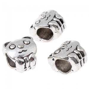 Pandora metallihelmi panda 10 x 7 mm antiikkihopea, 1 kpl