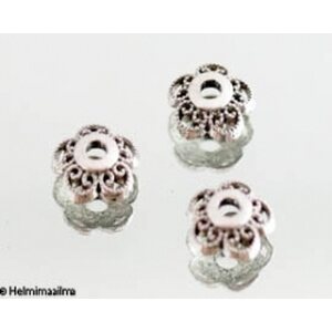 Helmihattu antiikkihopea 10 mm, 8 kpl