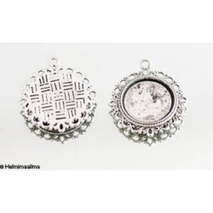 Täytettävä korupohja / kapussipohja riipus antiikkihopea n. 31 mm, sisähalk. 20 mm, 2 kpl