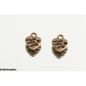 Riipus pronssi sydän "Made with love", 8 kpl