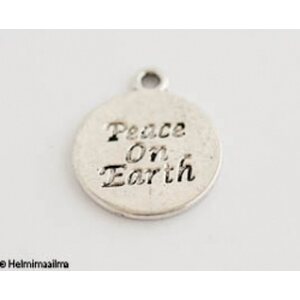 Riipus "Peace On Earth" pyöreä 18 mm antiikkihopea, 3 kpl