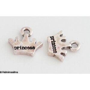 Riipus tiibetinhopeinen kruunu "Princess" n. 13x9 mm, 6 kpl